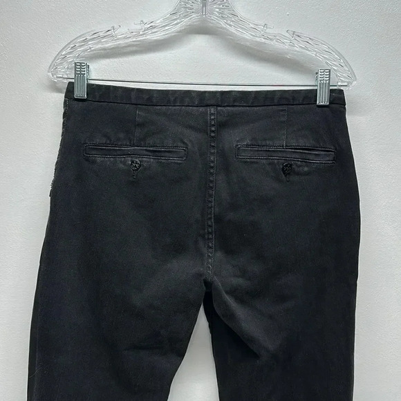 Tory Burch Jeans Low Rise Pants Denim Leather Trim Leggings Zip Up Black Size 28 - Picture 7 of 12